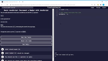 Basic JavaScript (13/111) | Decrement a Number with JavaScript | freeCodeCamp