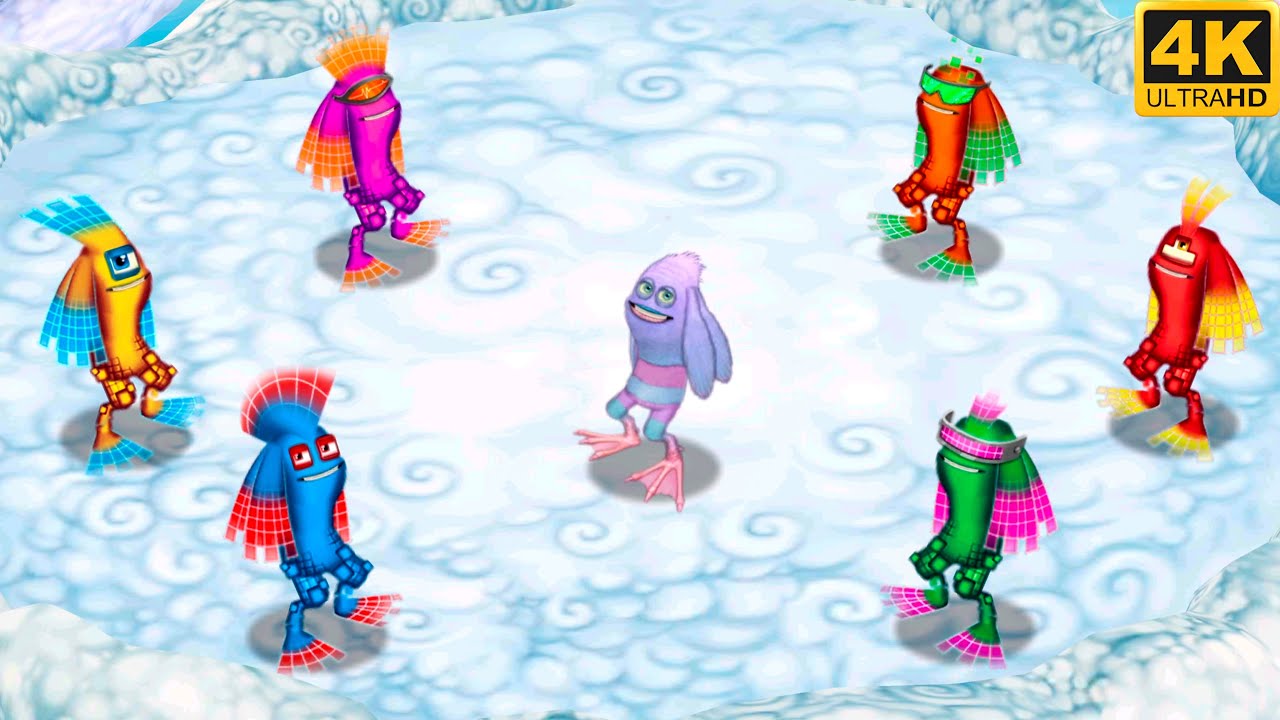 Prismatic Whaddle - all versions (My Singing Monsters: Dawn Of Fire) 4k