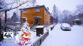 Helsinki Suburbs Snowfall Walk ☃️ FINLAND - Slow TV 4K