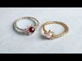 石座がついたキラキラビーズリングの作り方 How to make a bead ring with a stone setting.