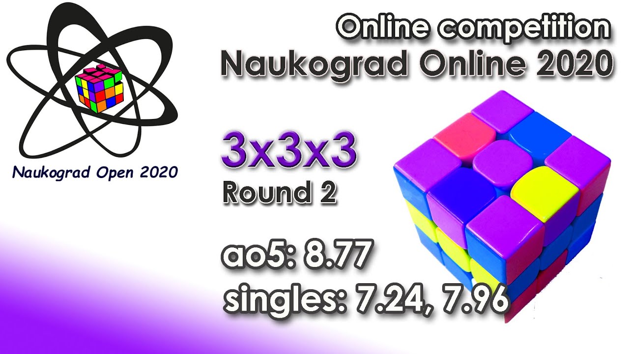 3x3x3 ao5: 8.77, best solves: 7.24, 7.96 Naukograd Online 2020 Round 2
