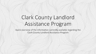 Clark County Landlord Assistance Program Overview