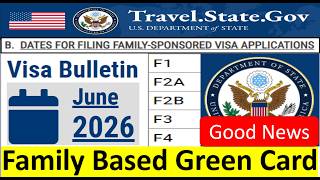 **Good News* Visa Bulletin June 2026 for Family Based Green Card || F1, F2A, F2B, F3 and F4 Visas.