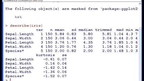 R Tutorial : The "describe" function (psych package)