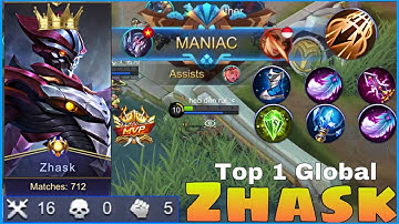 Maniac with 16 kills and no death | Top 1 Global zhask - Mobile Legends