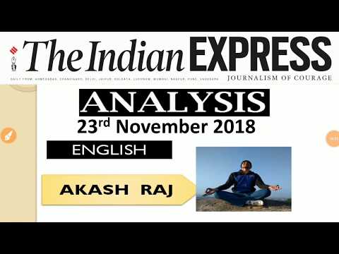 THE INDIAN EXPRESS EDITORIAL ANALYSIS - 23 November 2018 - [UPSC/SSC/IBPS] In English