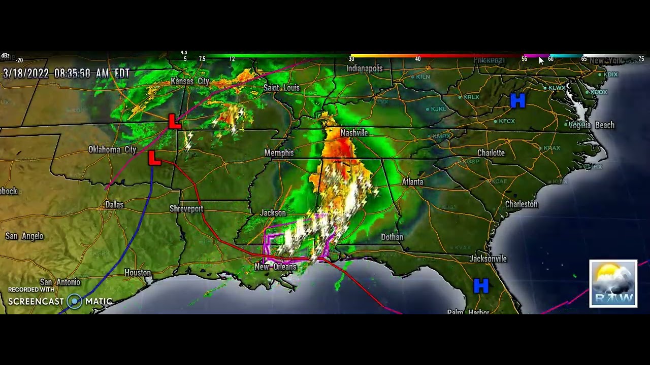 Severe line of Storms tracking East - YouTube