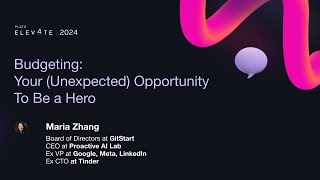 Maria Zhang - Budgeting: Your (Unexpected) Opportunity To Be a Hero @platohq