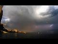 Ref:vsblanyO1Po Storm on the water - lightnings and rainbow on lac l�man (geneva lake) switzerland
