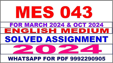 mes 043 solved assignment 2024 | mes 43 solved assignment in english 2023-24 | mes 43 2024