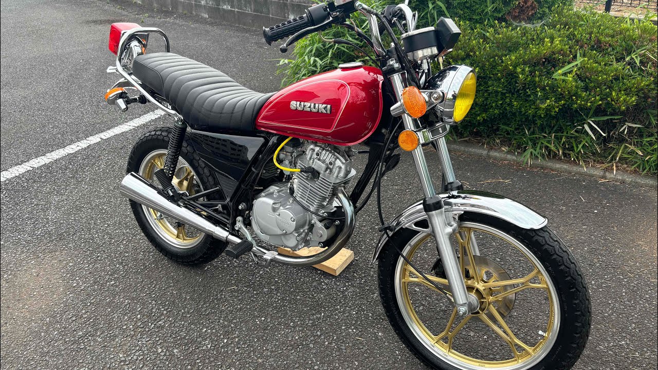 スズキ GN125H カスタム 赤 低走行 旧車スタイル - YouTube