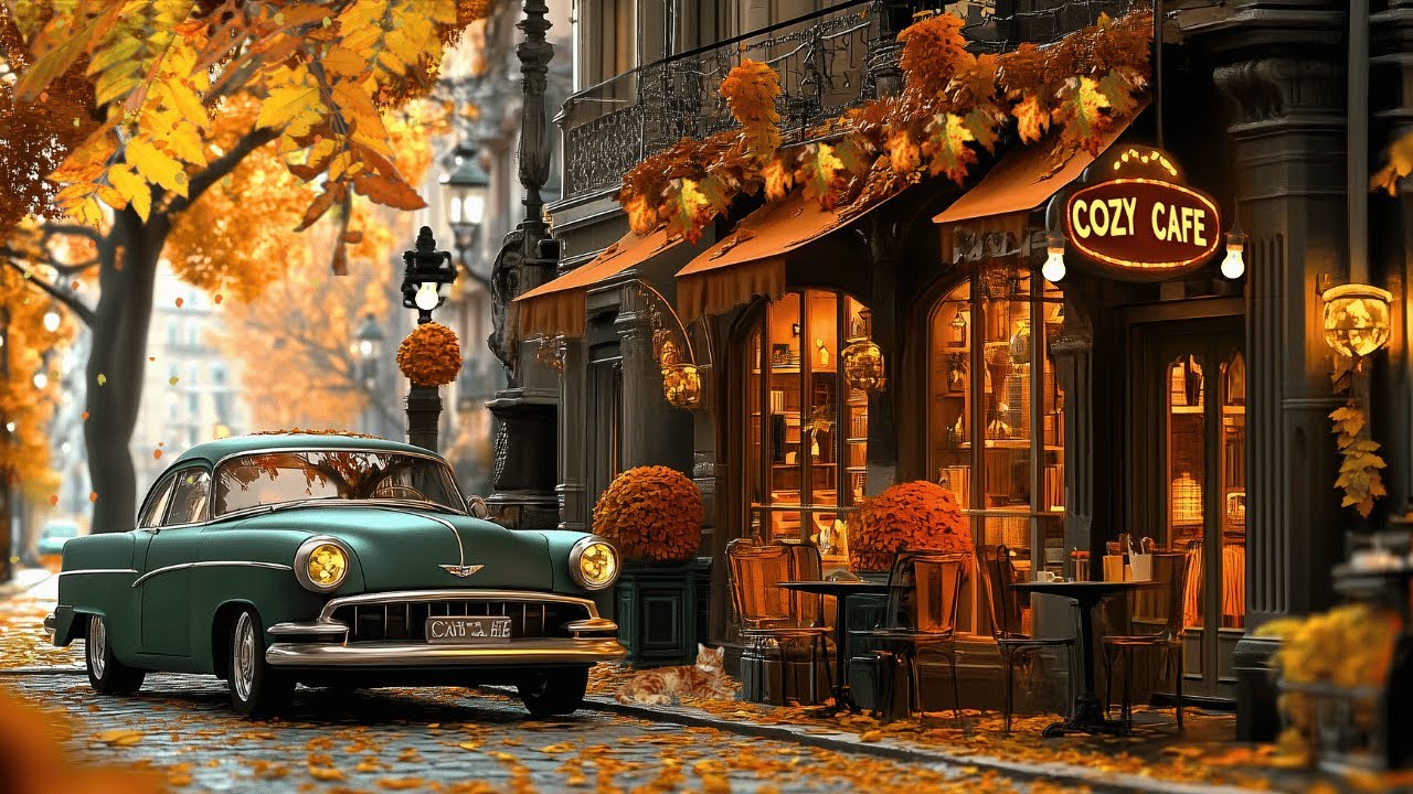 Positive Bossa Nova Piano at Autumn Cozy Coffee Shop Ambience ~Smooth Jazz Music for Work,Great Mood