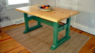 http://www.thehomesteadcraftsman.com/p/plans.html This table was built for a customer after designing it with her to suit her space. 