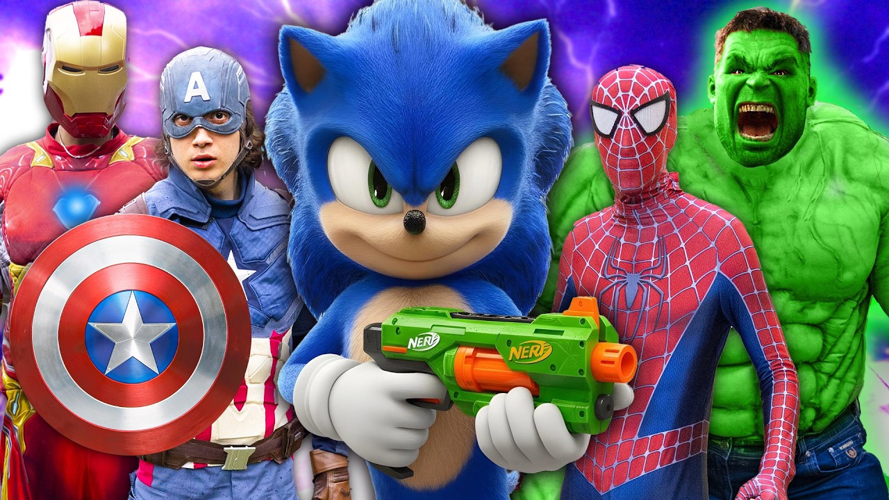 Соник против Супергероев — битва Нерфов!