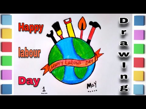 World 🌍 labour Day poster ⛑️🧑‍🔧 drawing | How to draw Easy and step by ...