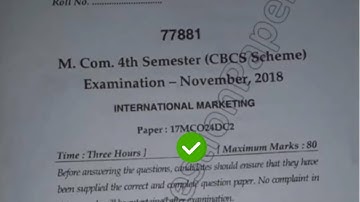 2018 Mdu MCom 4th Sem Reappear International Marketing Question Paper