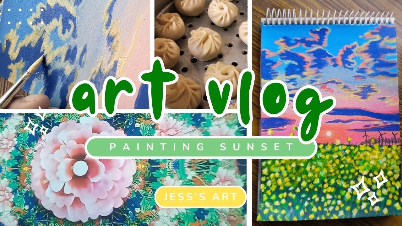art vlog : PAINTING SUNSET in a field, exploring art exhibition ...
