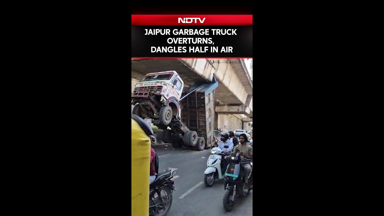 Jaipur Garbage Truck Overturns, Left Hanging Half In The Air