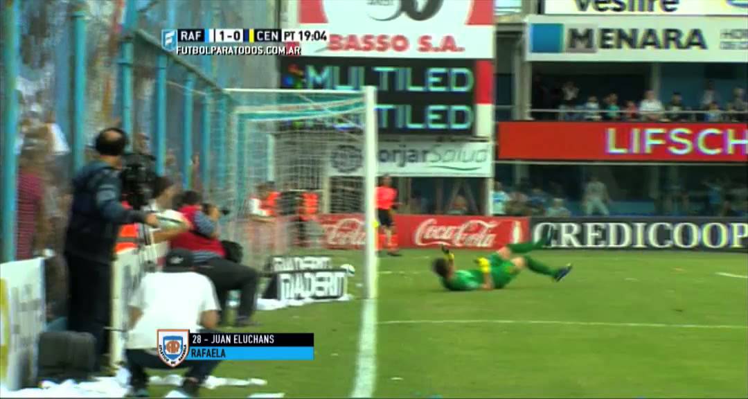 Gol de Eluchans. Rafaela 1 - Rosario Central 0. Fecha 6. Primera 2015. FPT