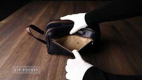 Blue Full-Grain Leather Dopp Kit Wash Bag - All the King