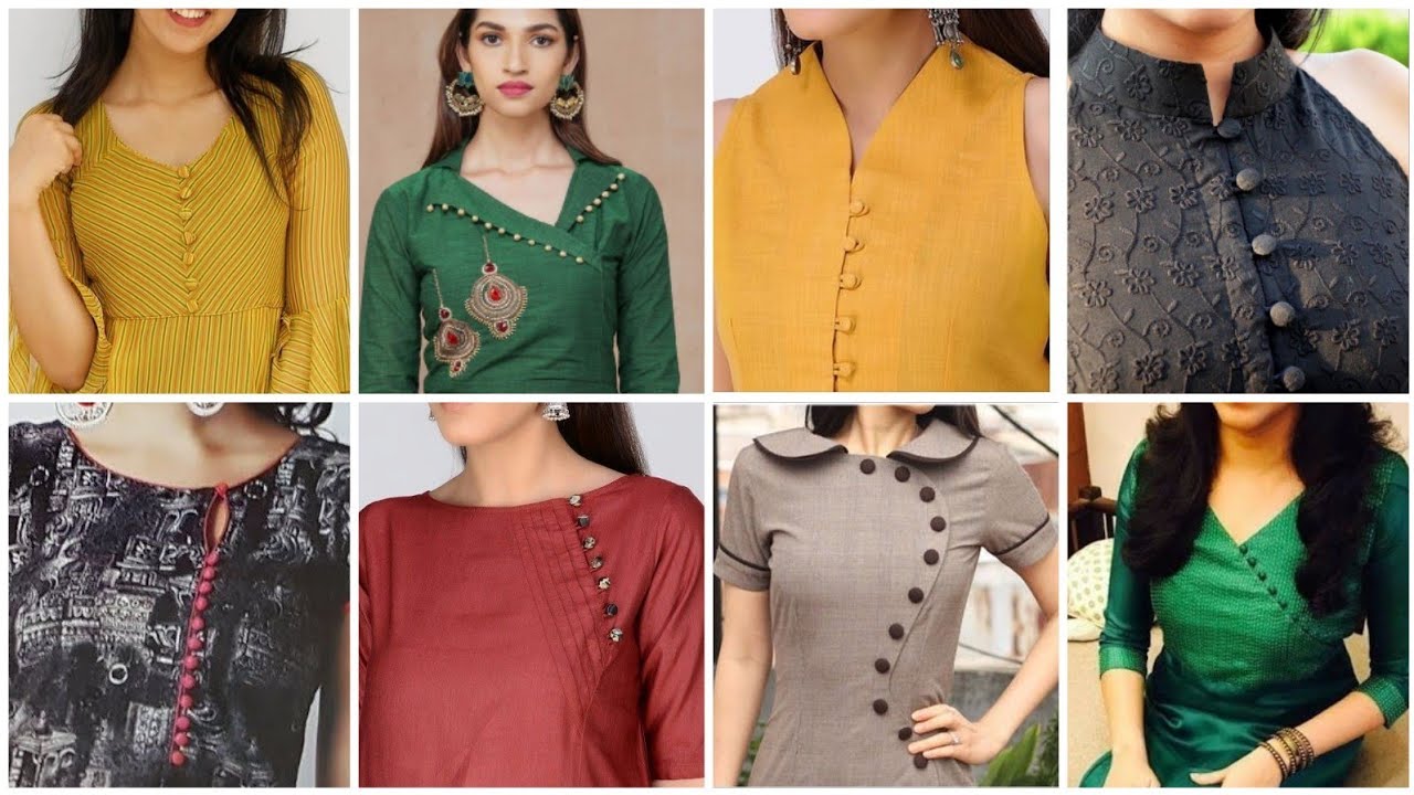 50+ Beautiful neck designs with buttons for kurti and kameez - YouTube