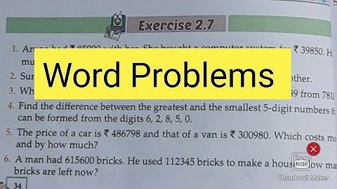 Class 4th || CBSE || Mathmatics  || Exercise 2.7 \\ Word Problem