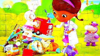 Доктор Плюшева лечит игрушки - собираем пазлы для детей с героями мультика Doc McStuffins