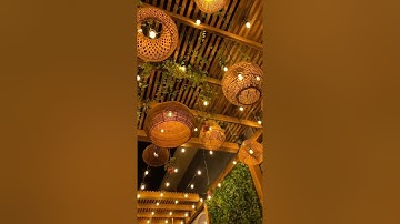 Bamboo Lampshade Kitchen, Three Light Pendant #shorts