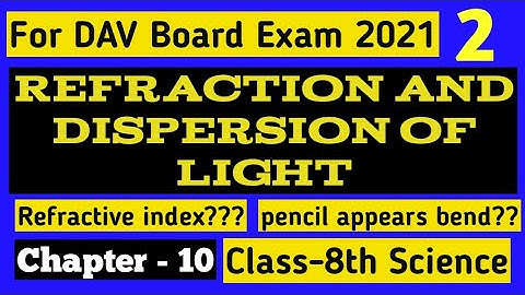 Refraction and Dispersion of light Part 2 | Science Class 8 DAV | Refractive Index