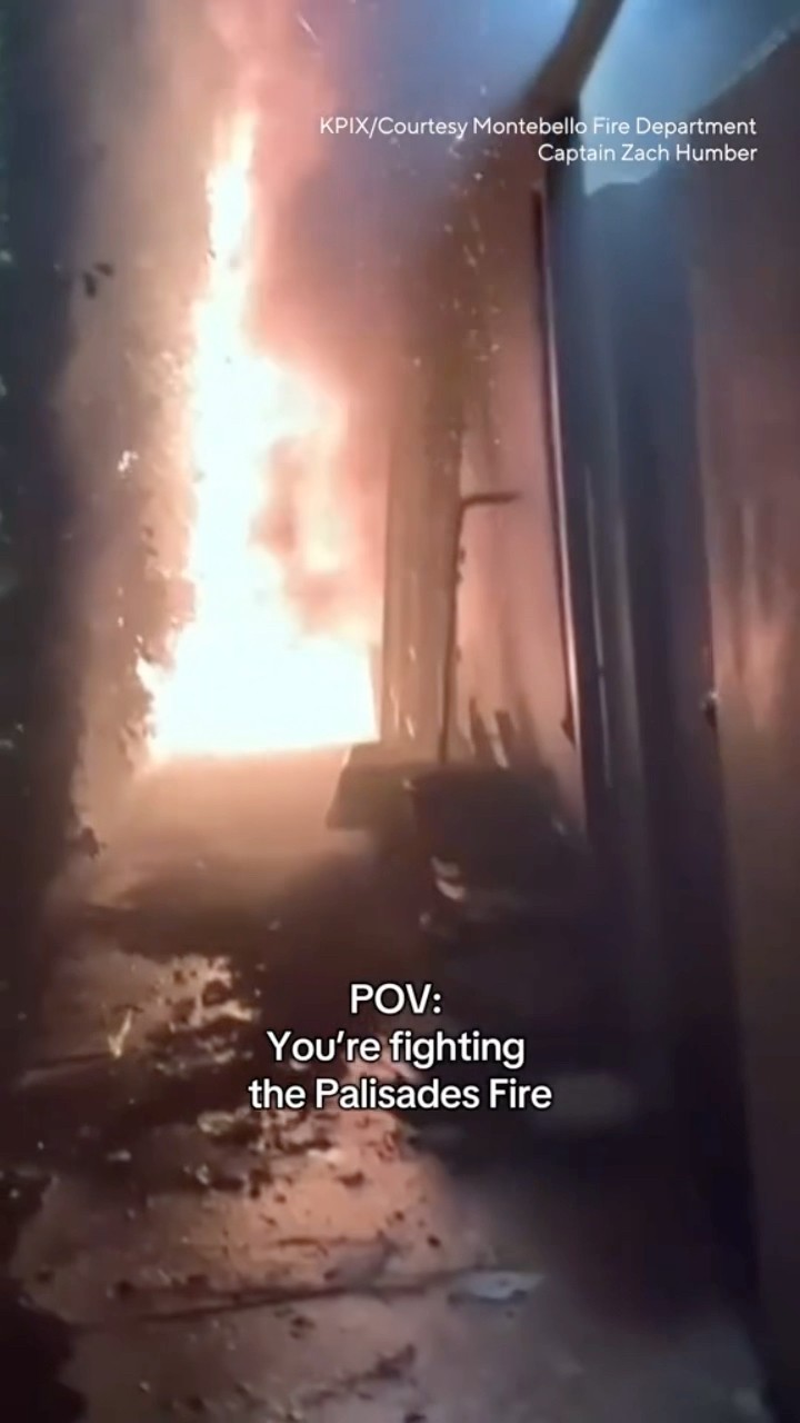 Point of view of California firefighter against Palisades fire #shorts