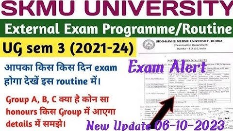 SKMU UG Sem 3 external exam Alert programme/routine || UG sem 3 (2021-24) exam routine #skmu dumka