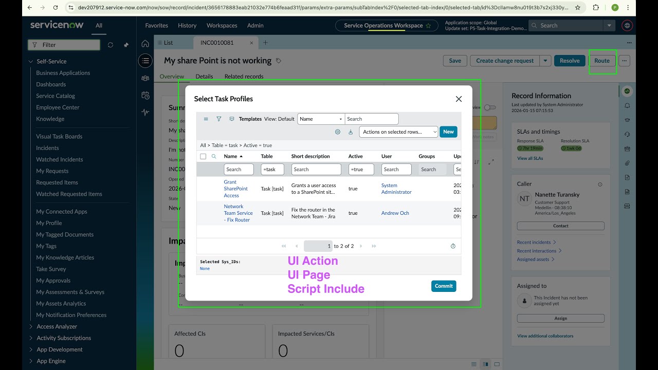 How to open a UI Page in a popup window (GlideModal) from Workspace UI Action