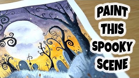 Spooky Graveyard | Watercolor & Gouache Halloween Painting Tutorial for Beginners