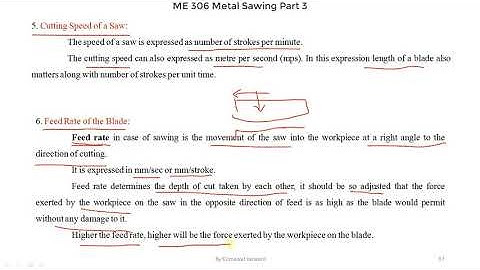 ME 306 Metal Sawing Part 3 contd  Saw Blade and its specifications By Jaswant Kumawat