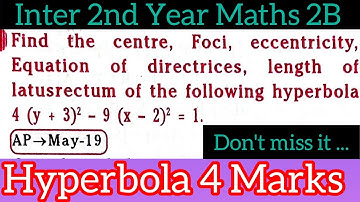 Inter 2nd Year Maths 2B Hyperbola in telugu@maths naresh eclass