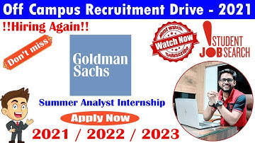 🔴 Goldman Sachs off campus hiring | Off campus hiring for freshers | off campus hiring 2021