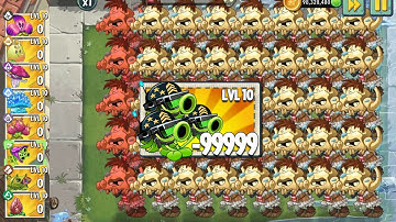 PvZ 2 Challenge - How many plants use 1 POWER UP Vs 40 Mammothhead Zombies?
