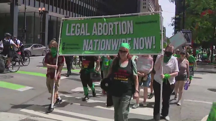 Demonstrators hold rally in Federal Plaza protesting Supreme Court abortion ruling