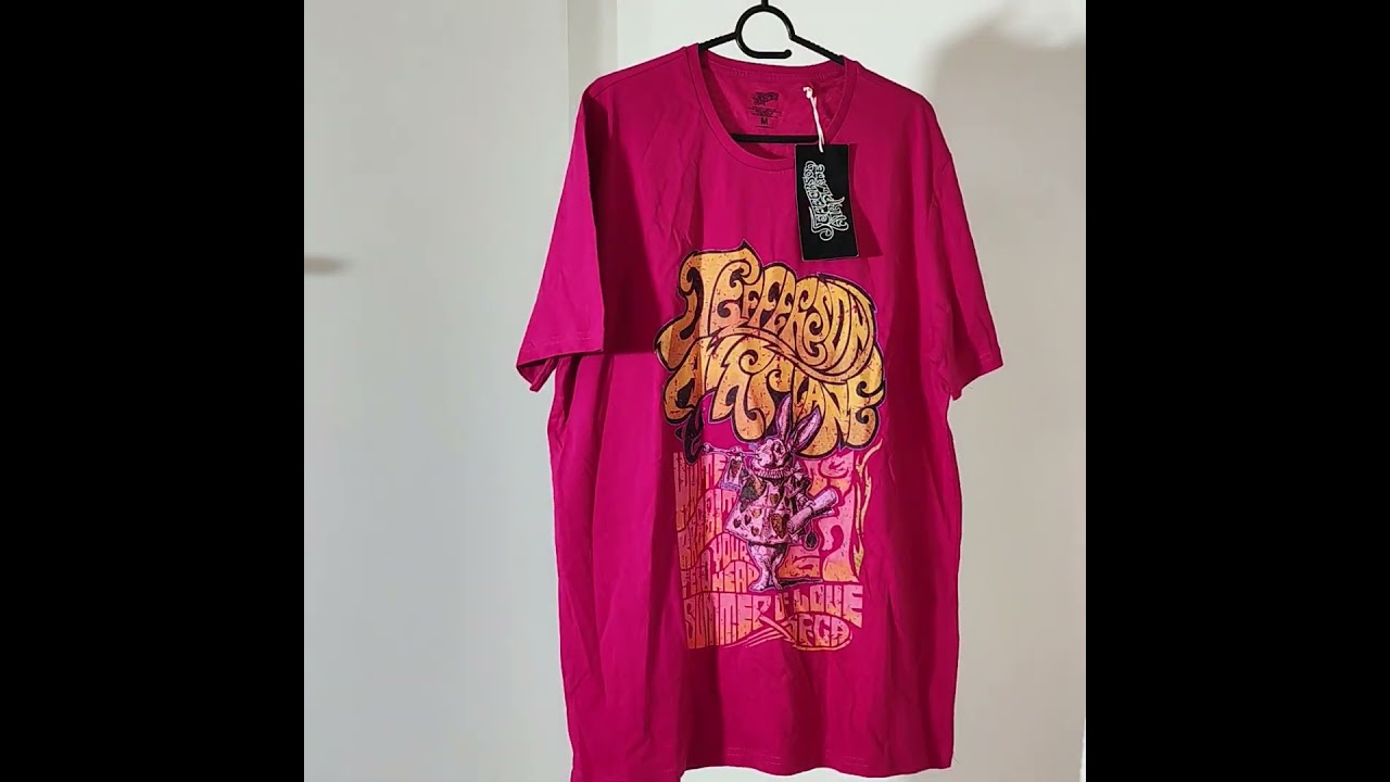 Jefferson Airplane Unisex T-Shirt, Pink, Relaxed Fit,Bandshirt, Vintage Design