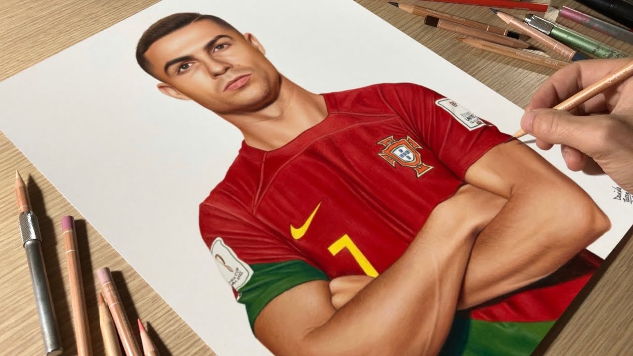 Drawing Cristiano Ronaldo (Portugal) • Time Lapse - YouTube