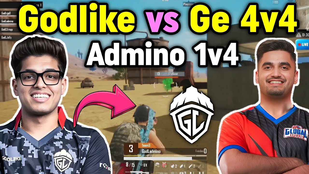 Godlike vs Ge latest 4v4 fight 🔥 Admino quick 1v4 clutch 🥵 - YouTube