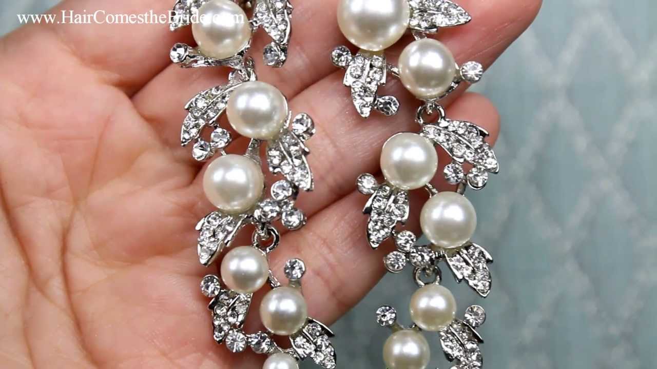 Rhinestone & Pearl Earrings by Hair Comes the Bride