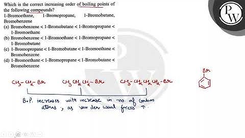 Which is the correct increasing order of boiling points of the following compounds? 1-Bromoethane...