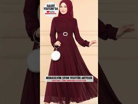 2022 Kış #ModaSelvim Şifon Tesettür #Abiye Elbise Modelleri 👗