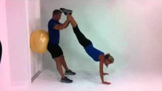 Partner wall-squat vertical push-up