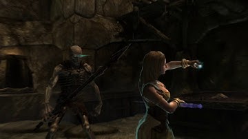 Skyrim Ebonyflesh Bound Sword Combo vs Draugr