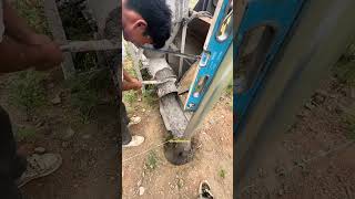 Pouring Concrete Using a Chute System for Metal Pole Foundations