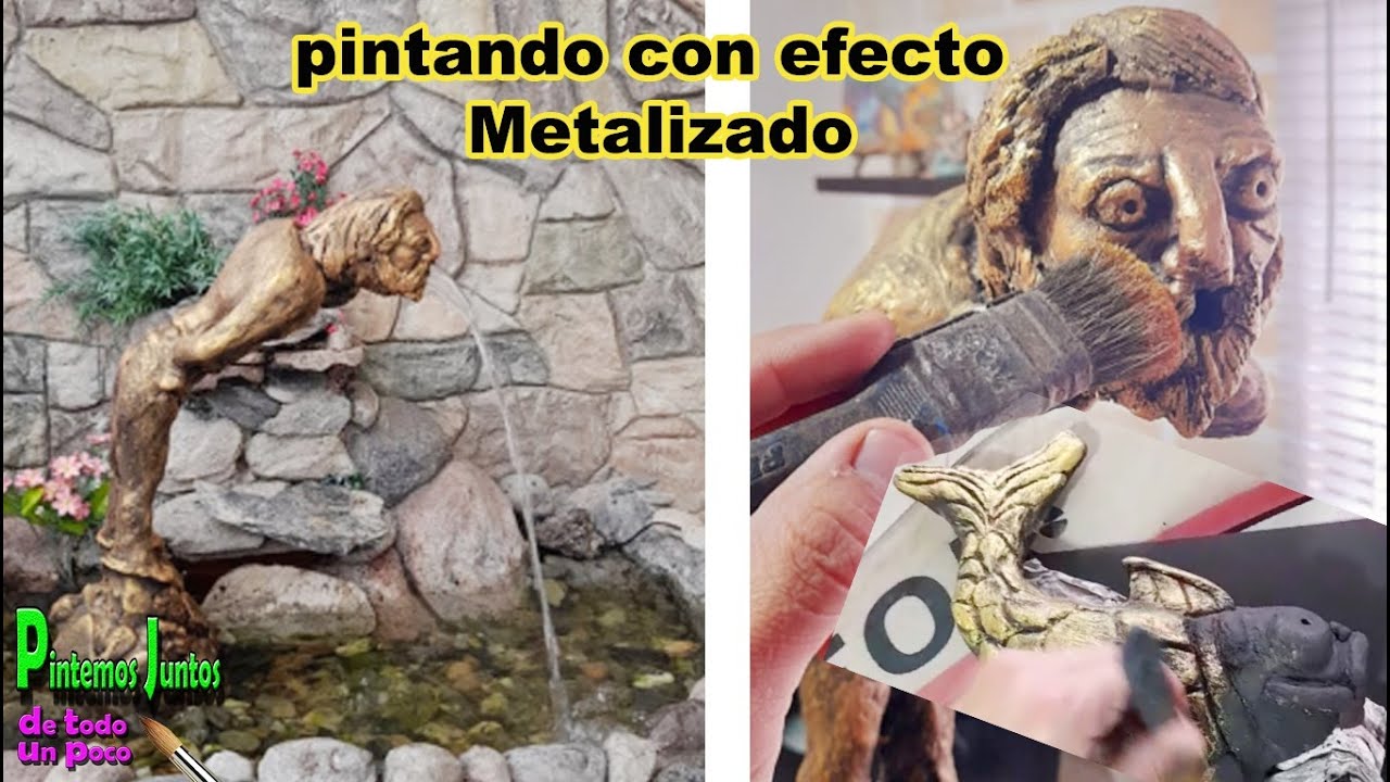 como pintar figuras con efecto metalizado - bronce y dorado