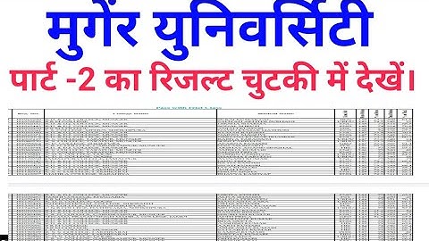 Munger university पार्ट 2 और पार्ट 1 का रिजल्ट जारी | munger university BA part 2 result |BA part 1