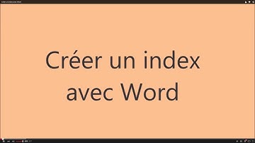 Créer un index avec Word